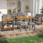 Voir la diapositive 1 : MERAX Salon de jardin 6 places avec canapé 2 places, 2 fauteuils, 2 poufs et table amovible,gris bois