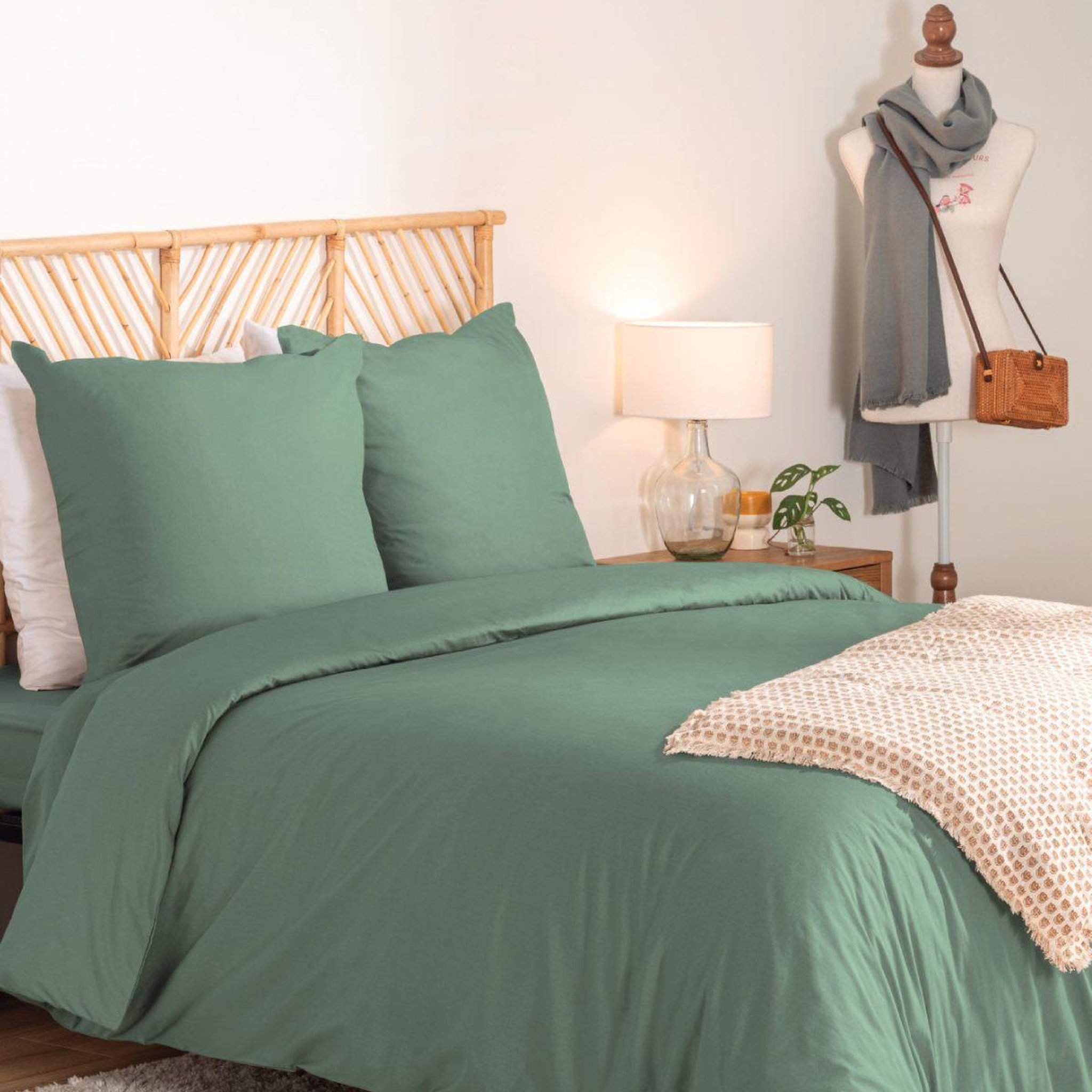 ATMOSPHERA Parure de lit 3 pièces  percale  260x240cm tilleul