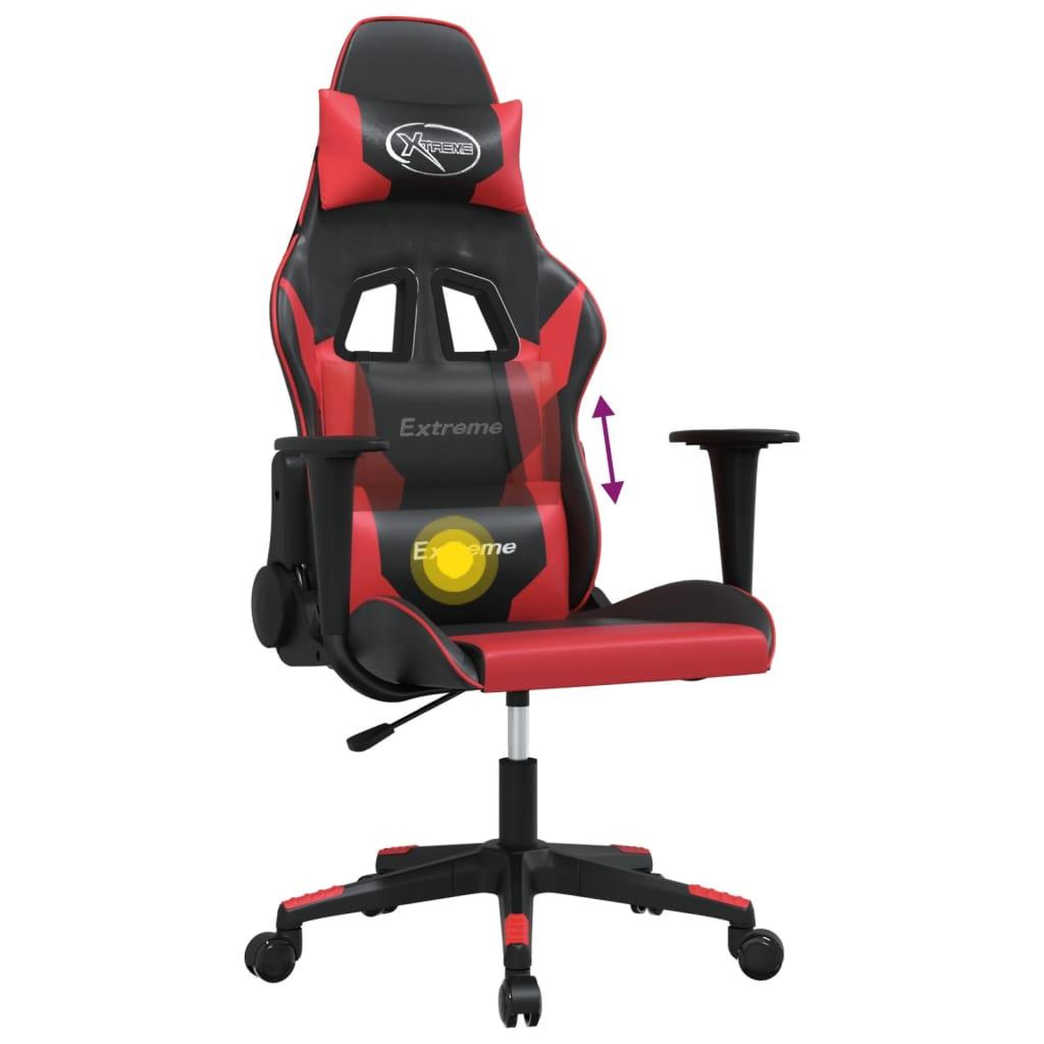 Voir la diapositive 5 : VIDAXL Chaise de jeu de massage Noir et rouge Similicuir