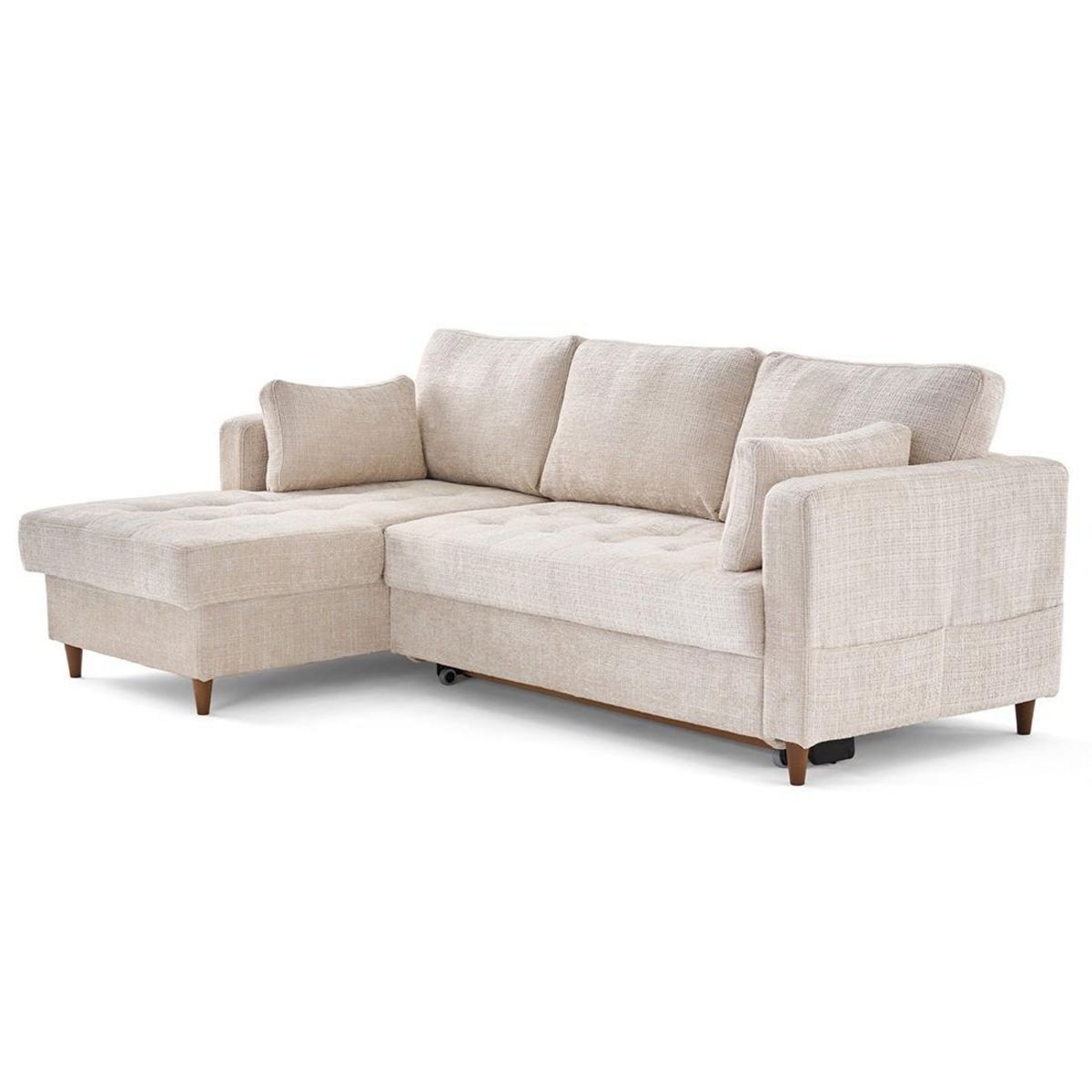 LISA DESIGN Anna - canapé d'angle gauche 4 places convertible avec coffre en velours texturé