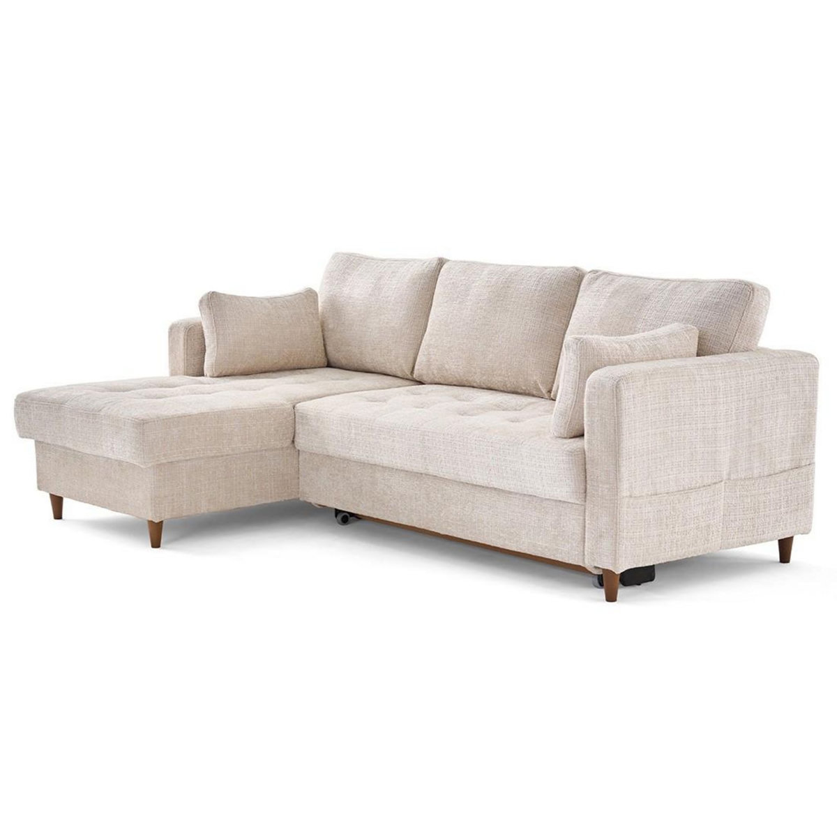 LISA DESIGN Anna - canapé d'angle gauche 4 places convertible avec coffre en velours texturé