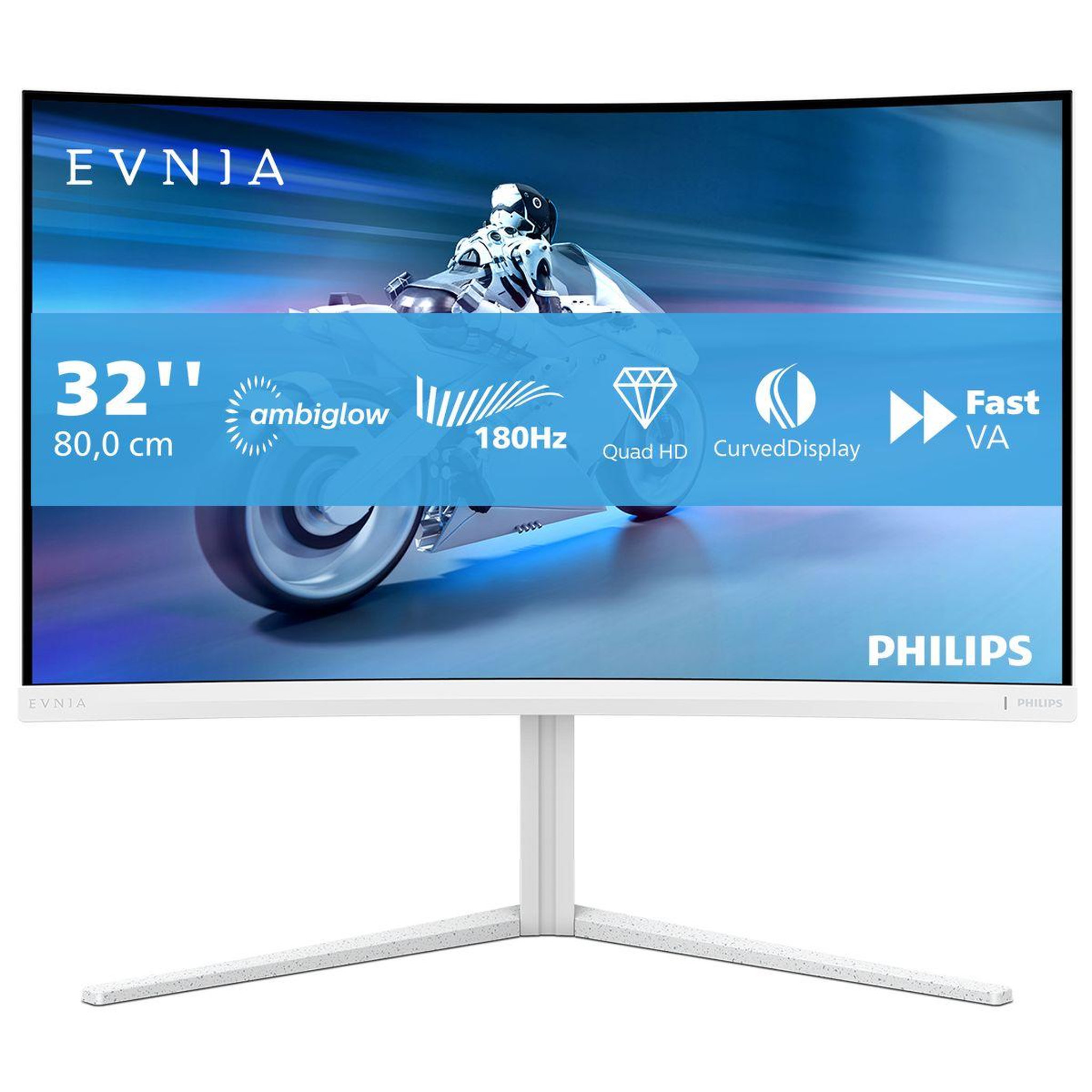 Philips Ecran pc gamer evnia 32m2c5501 32  incurvé 1500r qhd 180hz fast va hdr10 ambiglow