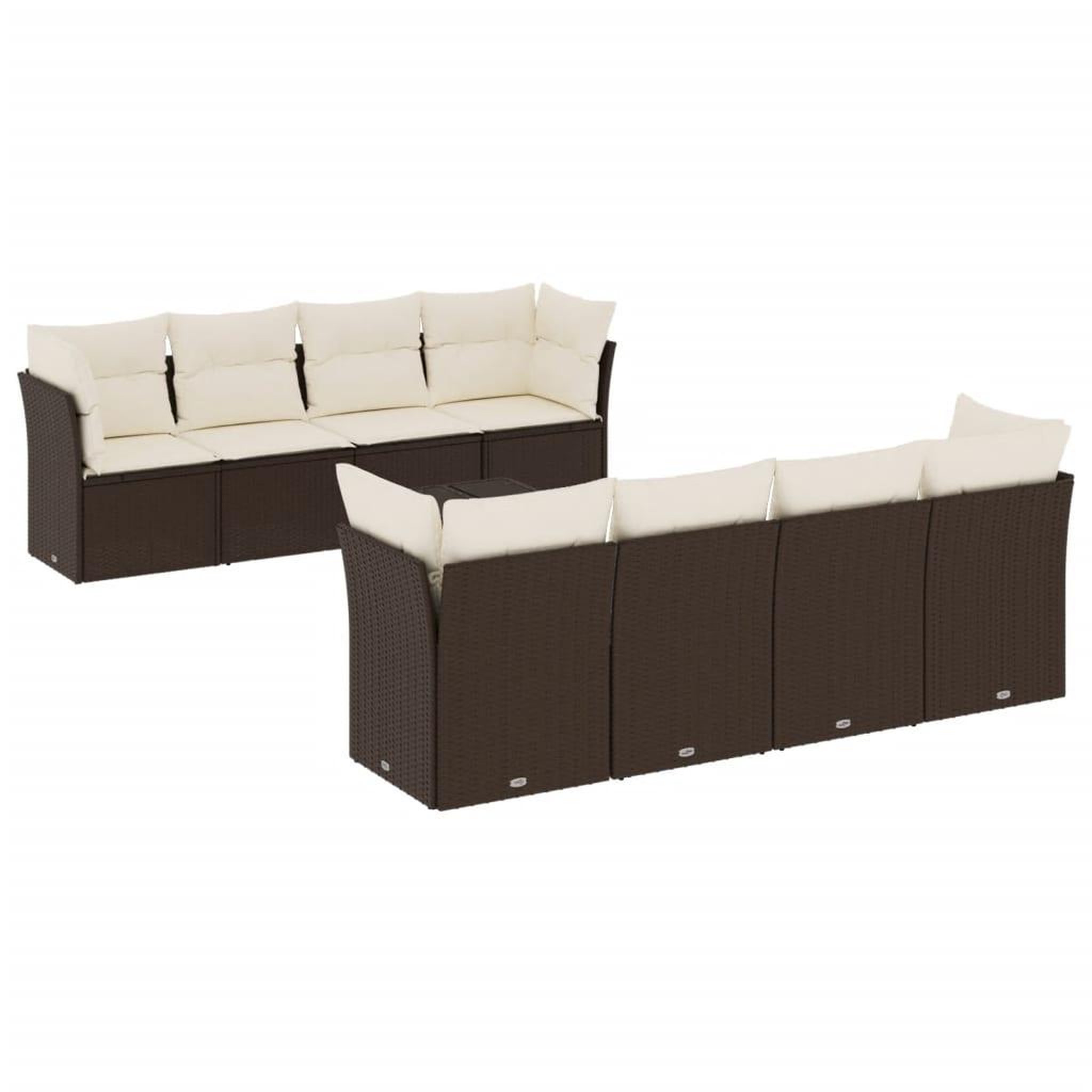 Voir la diapositive 2 : VIDAXL Salon de jardin avec coussins 9 pcs marron resine tressee