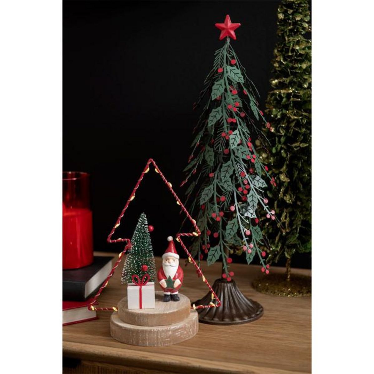 Paris Prix Sapin de Noël à Poser  Feuilles  40cm Vert & Rouge