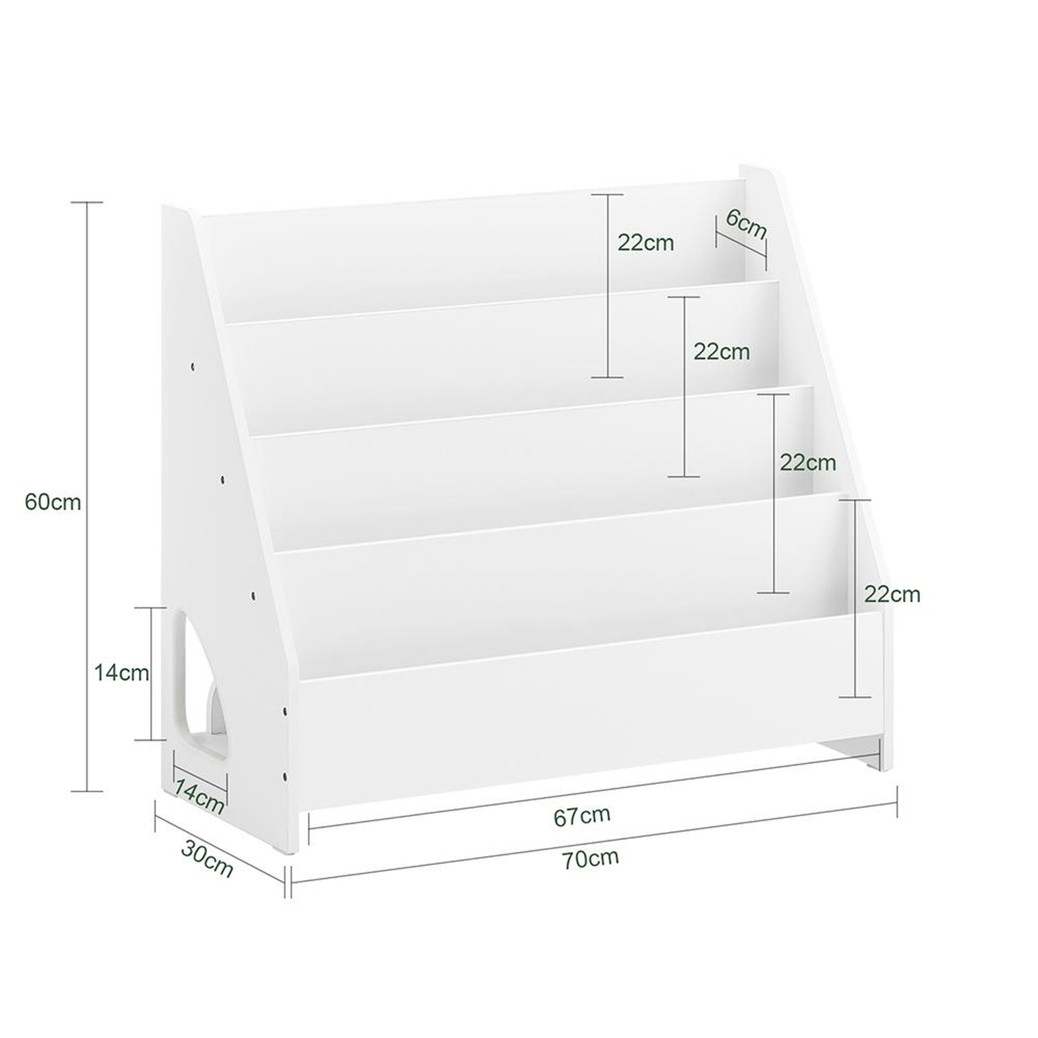 Voir la diapositive 3 : SOBUY Étagère à livres inclinée pour enfants Blanc 70x30x60 cm KMB32-K-W