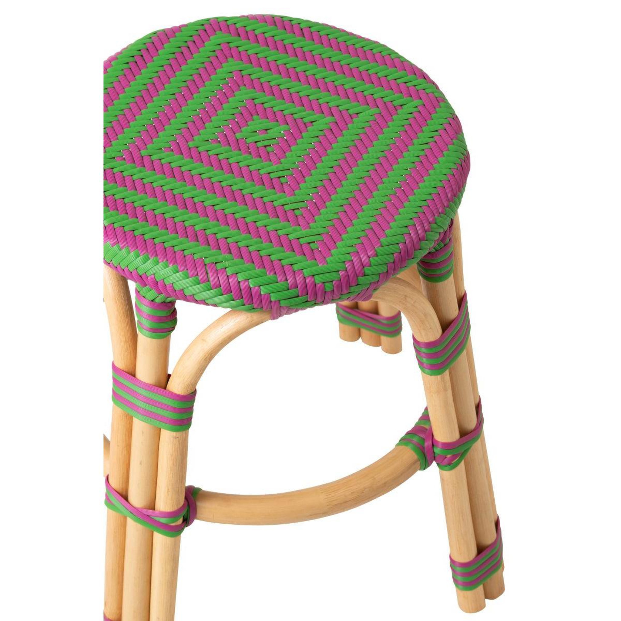 Voir la diapositive 3 : J-LINE Tabouret en rotin  geo  46cm rose & vert