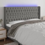 VIDAXL Tete de lit a LED Gris fonce 203x16x118/128 cm Tissu
