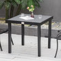 Voir la diapositive 2 : OUTSUNNY Table de jardin 2 personnes dim. 78 x 78 x 74 cm aluminium noir plastique effet bois