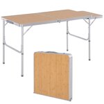 OUTSUNNY Table pliante table de camping table de jardin avec rallonge hauteur réglable aluminium MDF imitation bambou