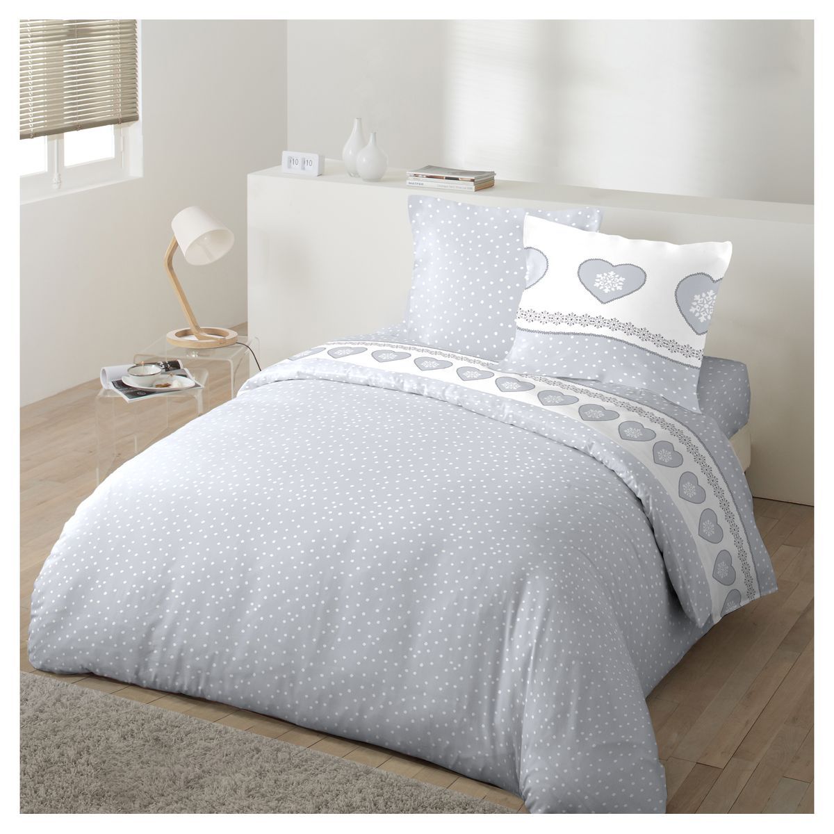 COTE DECO Drap plat fantaisie en coton 57 fils motif romantique SALUT