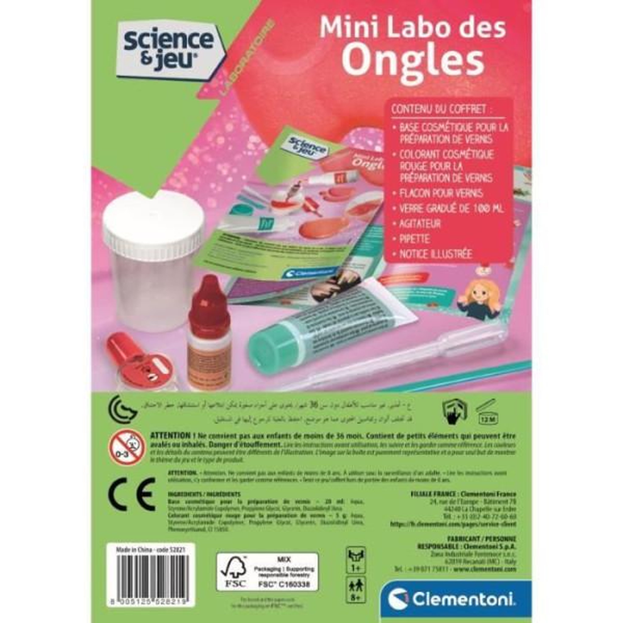 Voir la diapositive 5 : CLEMENTONI Clementoni - sciences et jeu - mini labo des ongles - crée ton propre vernis a ongles - des 8 ans