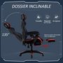 Voir la diapositive 5 : VINSETTO Vinsetto Fauteuil gaming chaise gamer réglable pivotant dossier inclinable repose-pied polyester rouge noir
