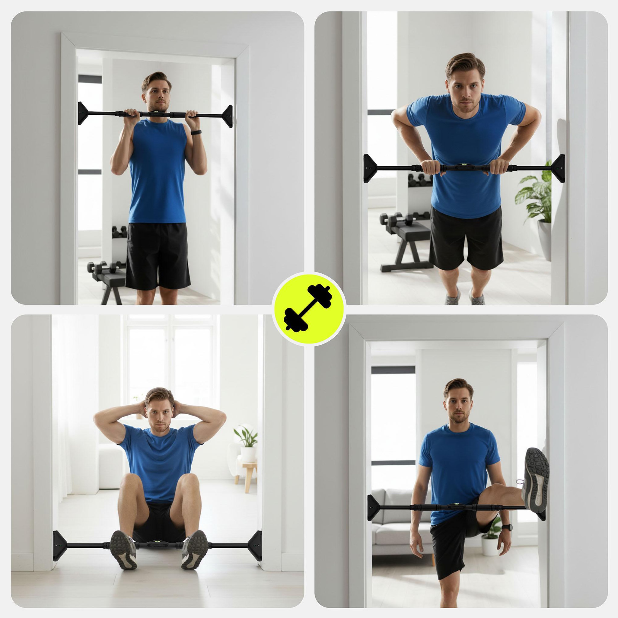 Voir la diapositive 2 : HYPERMOTION Barre traction réglable - HYPERMOTION - HyperMotion - 70–100 cm - 200 kg - Poignées antidérapantes