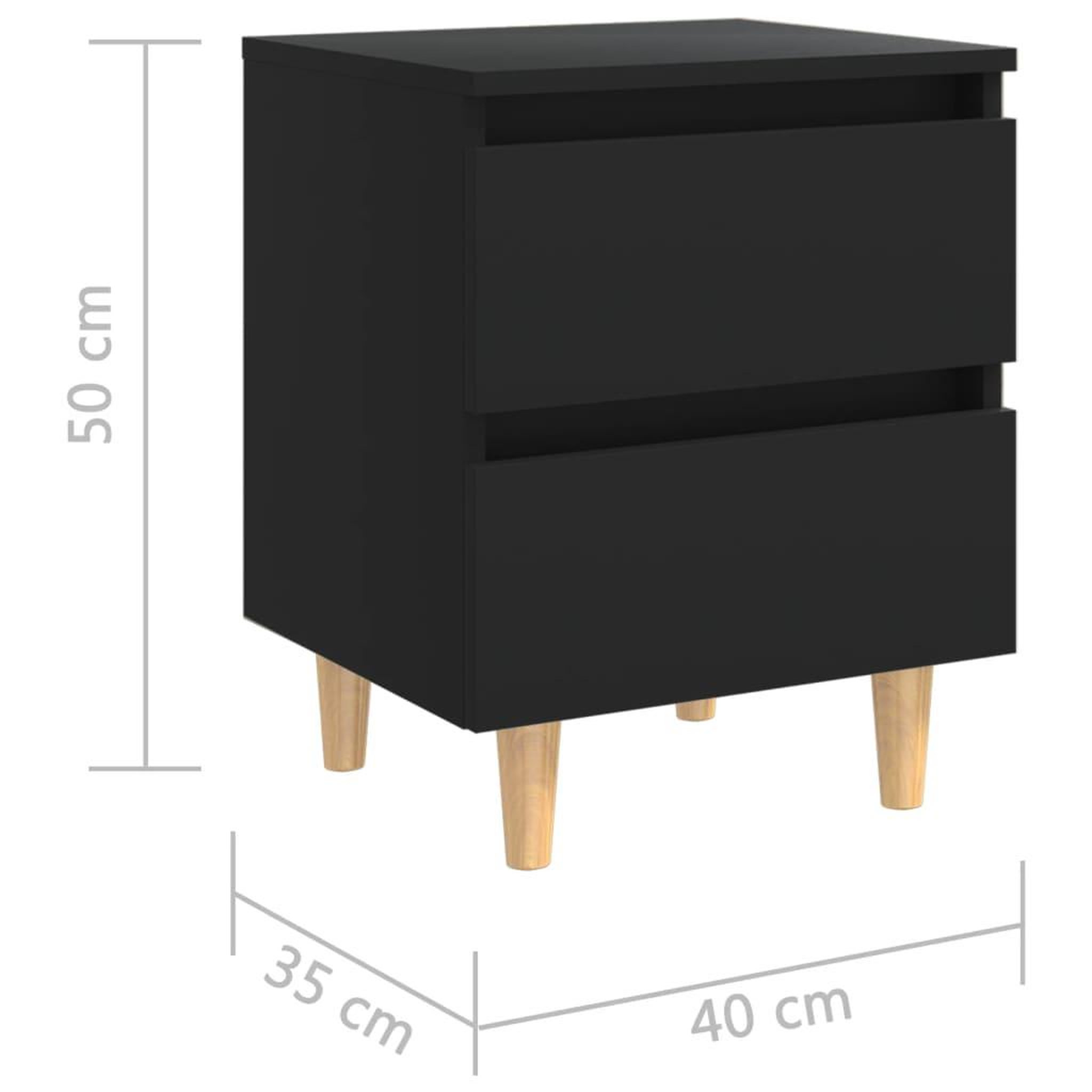 Voir la diapositive 6 : VIDAXL Tables de chevet avec pieds en pin 2 pcs Noir 40x35x50 cm