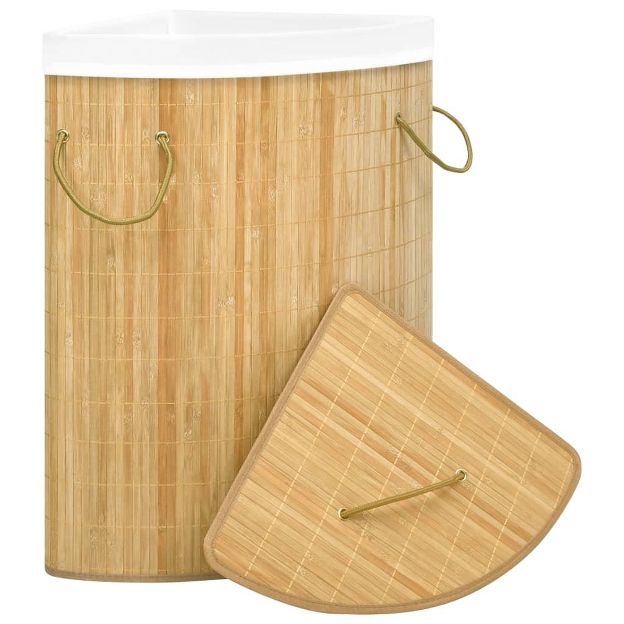 Voir la diapositive 2 : VIDAXL Panier a linge d'angle Bambou 60 L