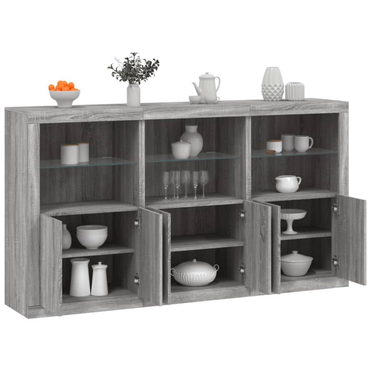 VIDAXL Buffet avec lumieres LED sonoma gris 181,5x37x100 cm