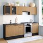 Voir la diapositive 2 : ID MARKET Cuisine complète 240 cm SUBTIL avec vitrine + plan de travail 7 éléments bois et noir