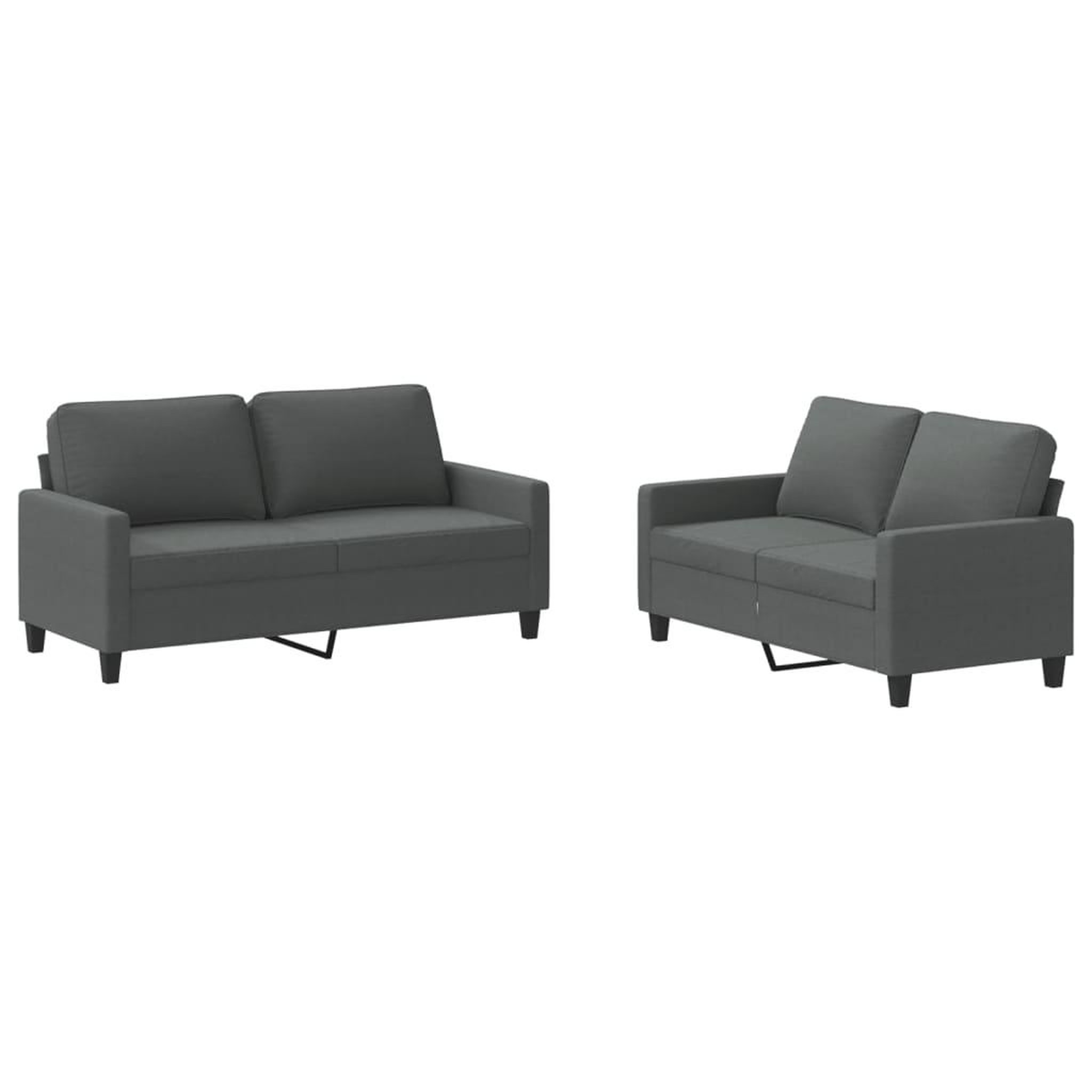 Voir la diapositive 2 : VIDAXL Ensemble de canapes 2 pcs avec coussins Gris fonce Tissu