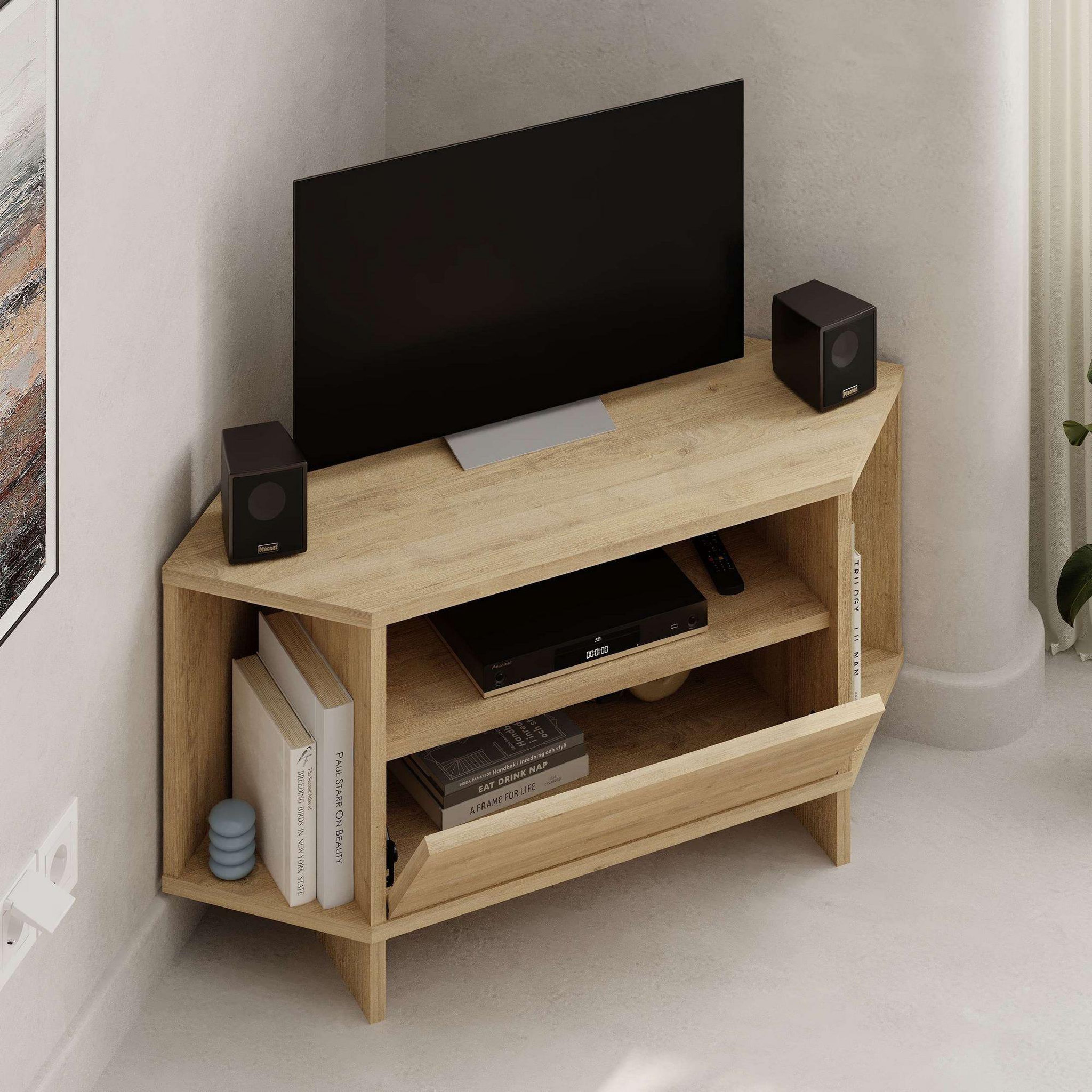 Voir la diapositive 3 : Habitat et Jardin Meuble tv en bois  viva  - 95 x 35 x 45 cm - beige