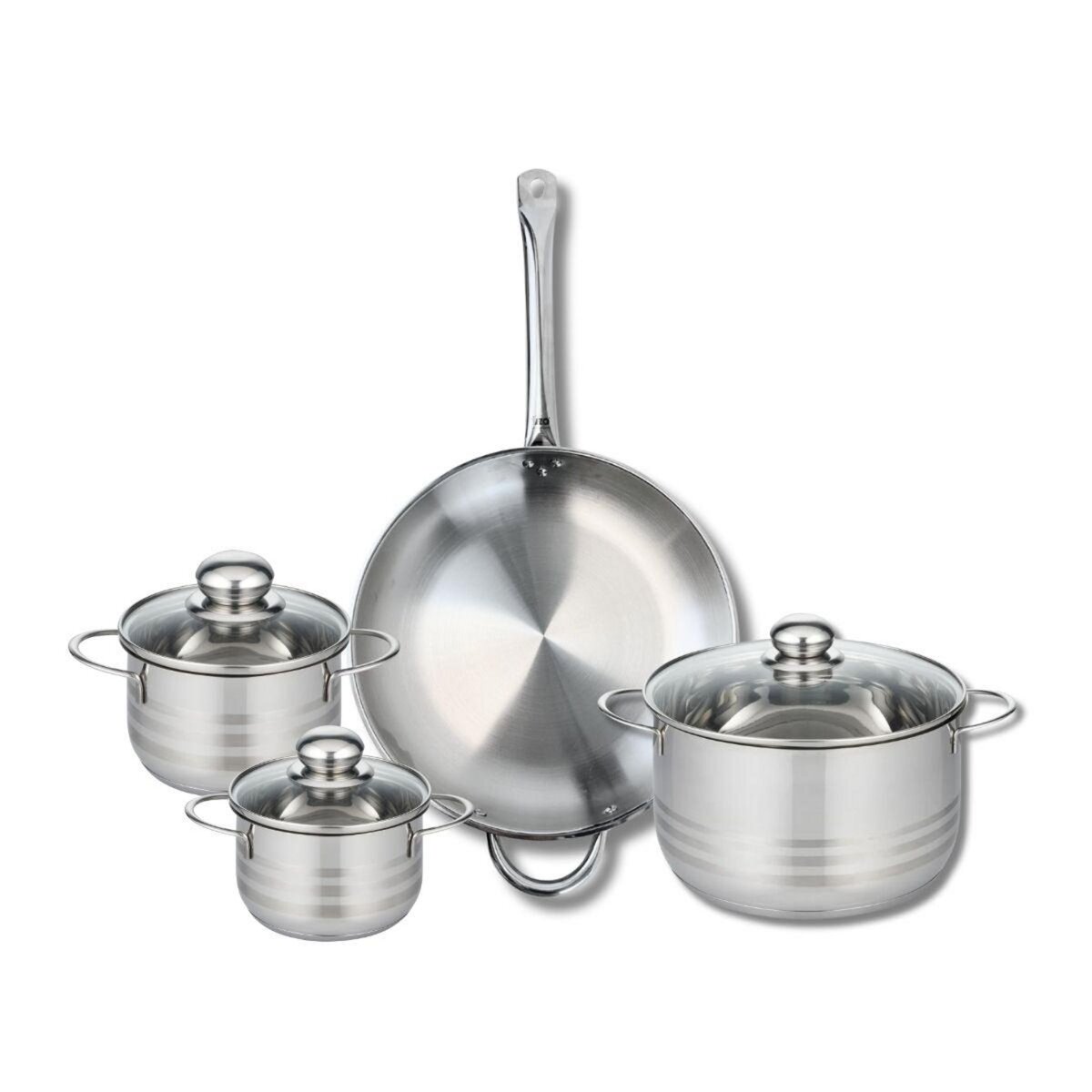 ELO Ensemble de 1 Poêle de cuisson 32 cm et 3 faitouts 14, 16 et 24 cm Elo Profi Brillant