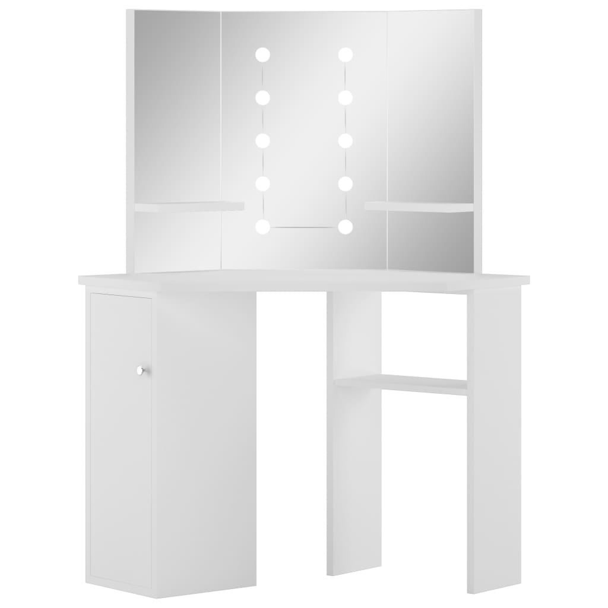 Voir la diapositive 2 : VIDAXL Coiffeuse d'angle table de maquillage lumiere LED Blanc clair
