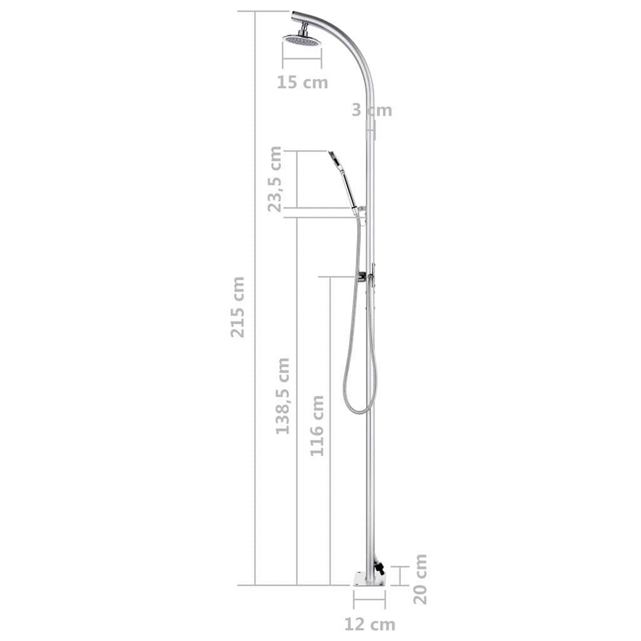 Voir la diapositive 3 : VIDAXL Douche de jardin 215 cm Aluminium