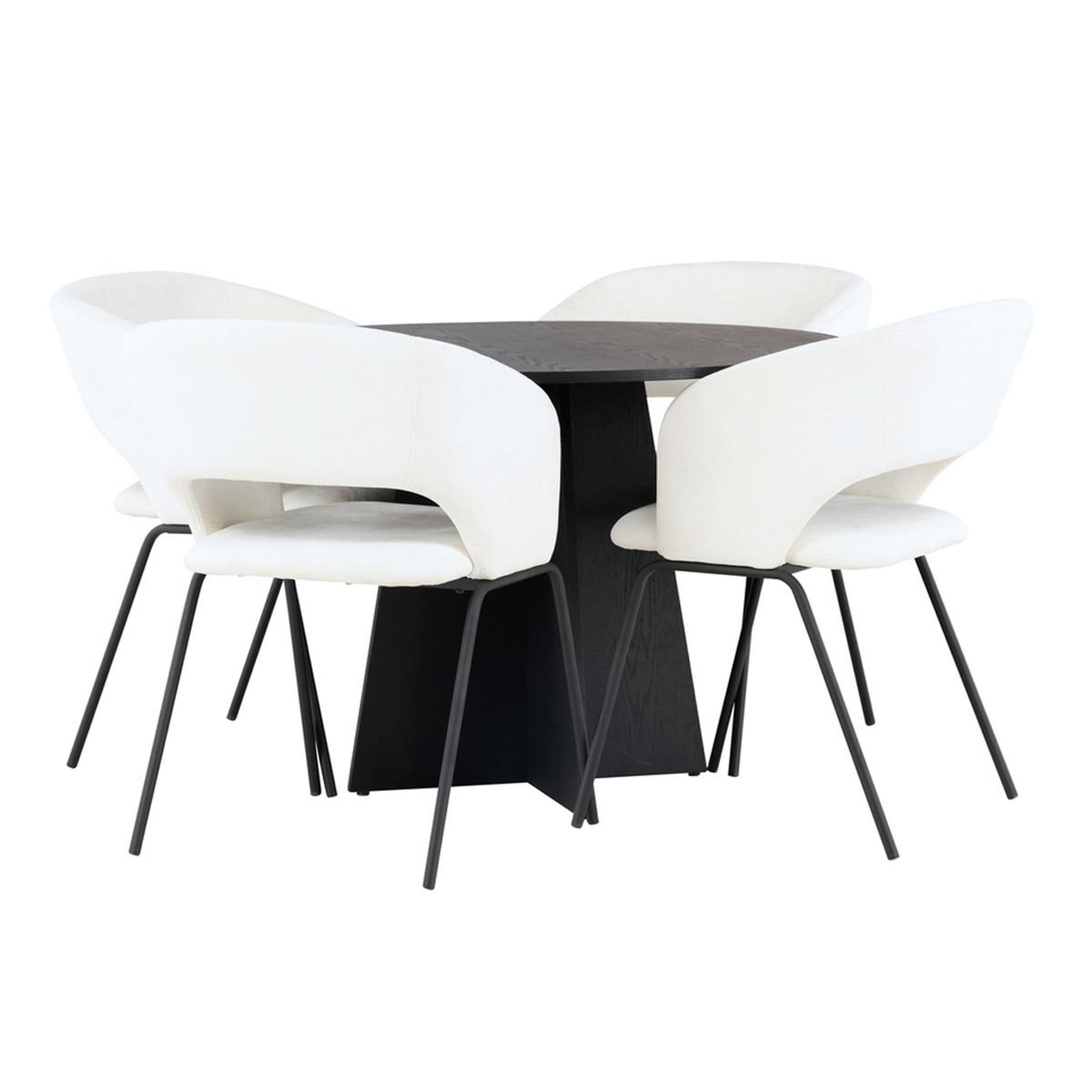 Paris Prix Ensemble table à manger & 4 chaises  bootcut & day  110cm blanc & noir