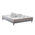 IDLITERIE Ensemble matelas latex 5 zones, sommier, oreiller et couette ORIGINEL - confort français. Coloris disponibles : Gris