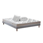 IDLITERIE Ensemble matelas latex 5 zones, sommier, oreiller et couette ORIGINEL - confort français. Coloris disponibles : Gris