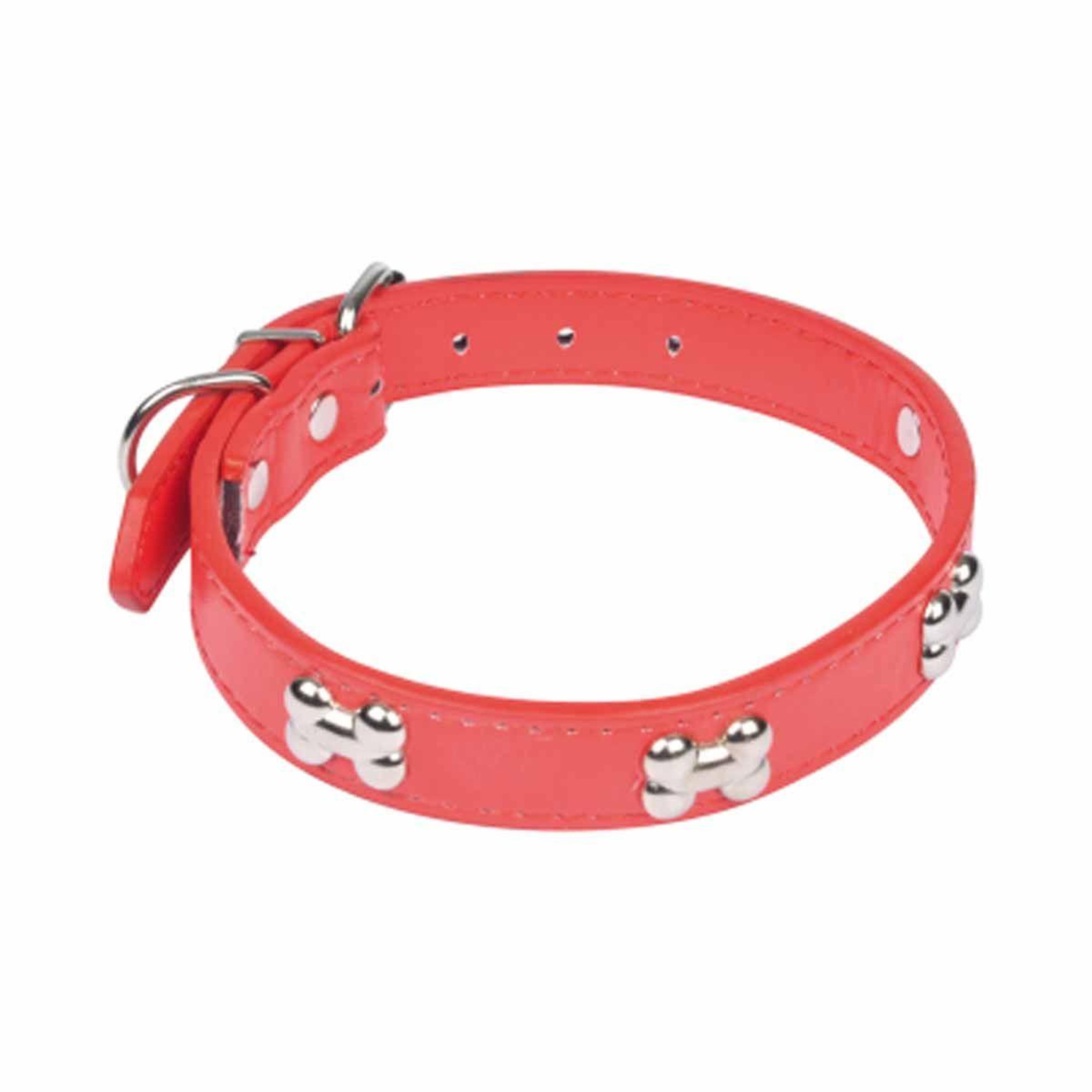 HOMEA Collier fantaisie pour chien  os  45cm rouge