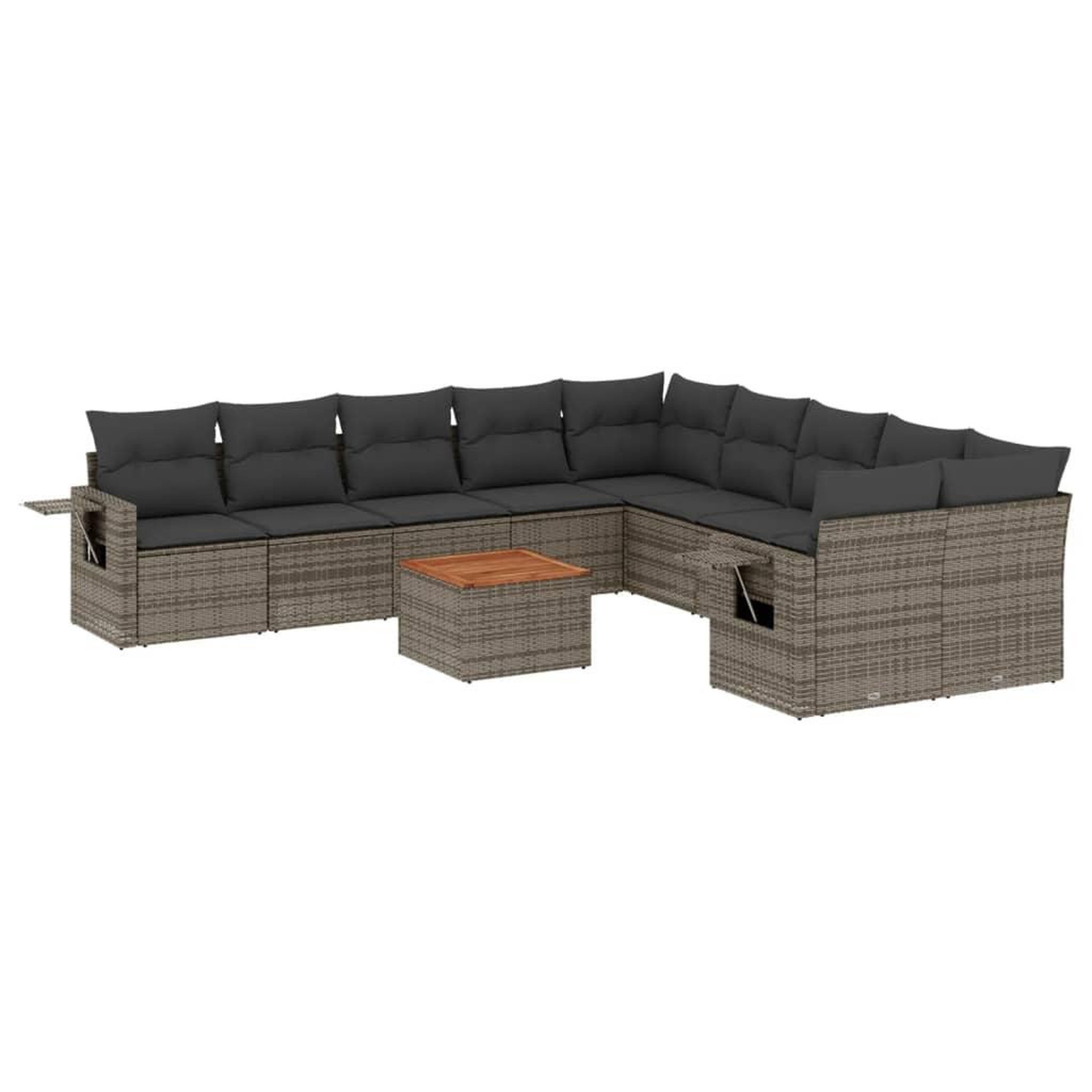 Voir la diapositive 2 : VIDAXL Salon de jardin 11 pcs avec coussins gris resine tressee