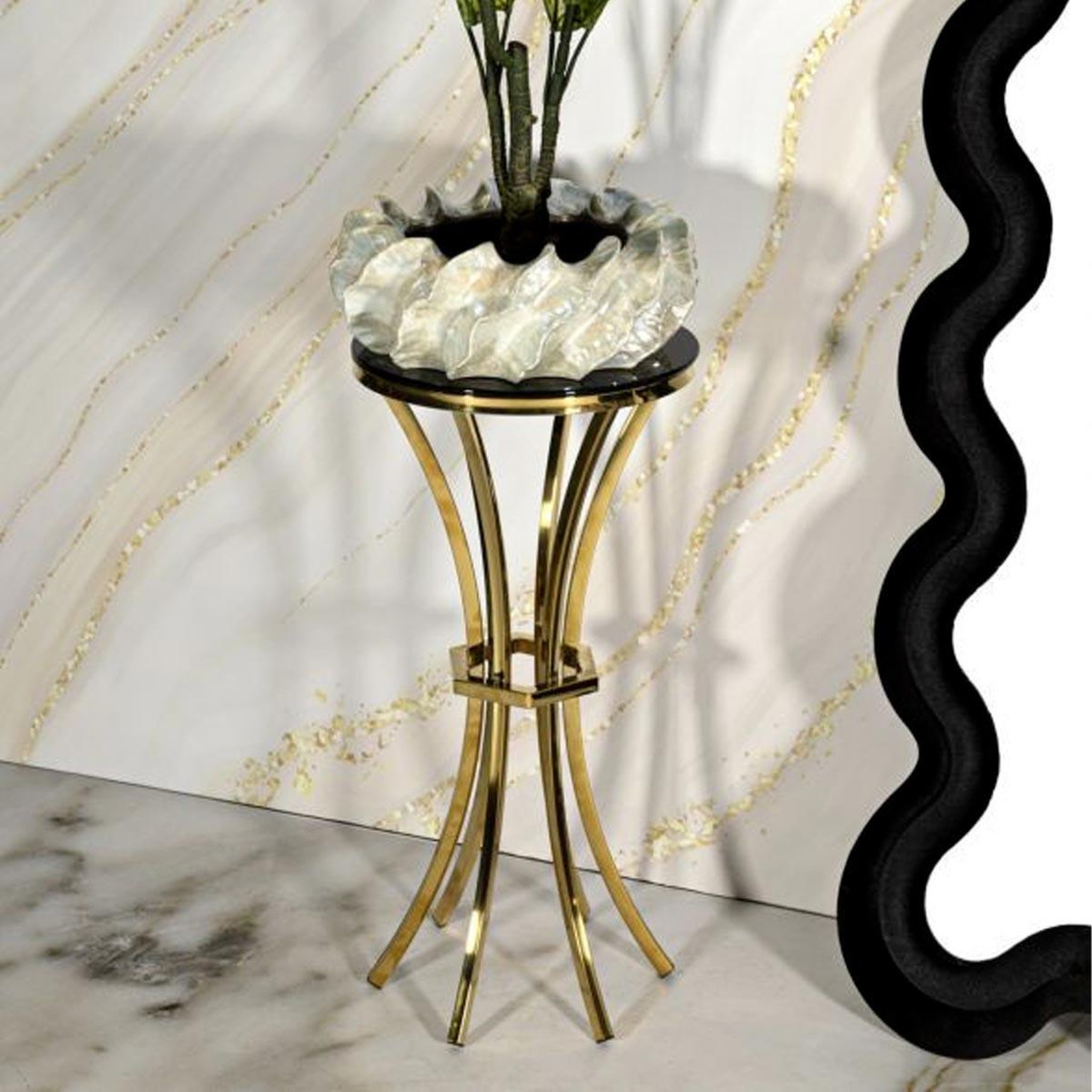 Voir la diapositive 5 : Paris Prix Table d'Appoint  Shanty  81cm Noir & Or