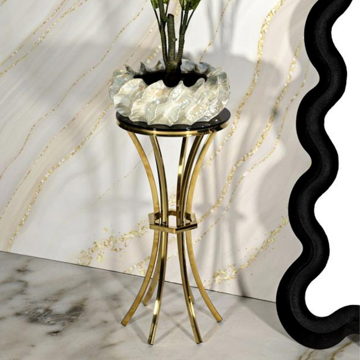 Paris Prix Table d'Appoint  Shanty  81cm Noir & Or