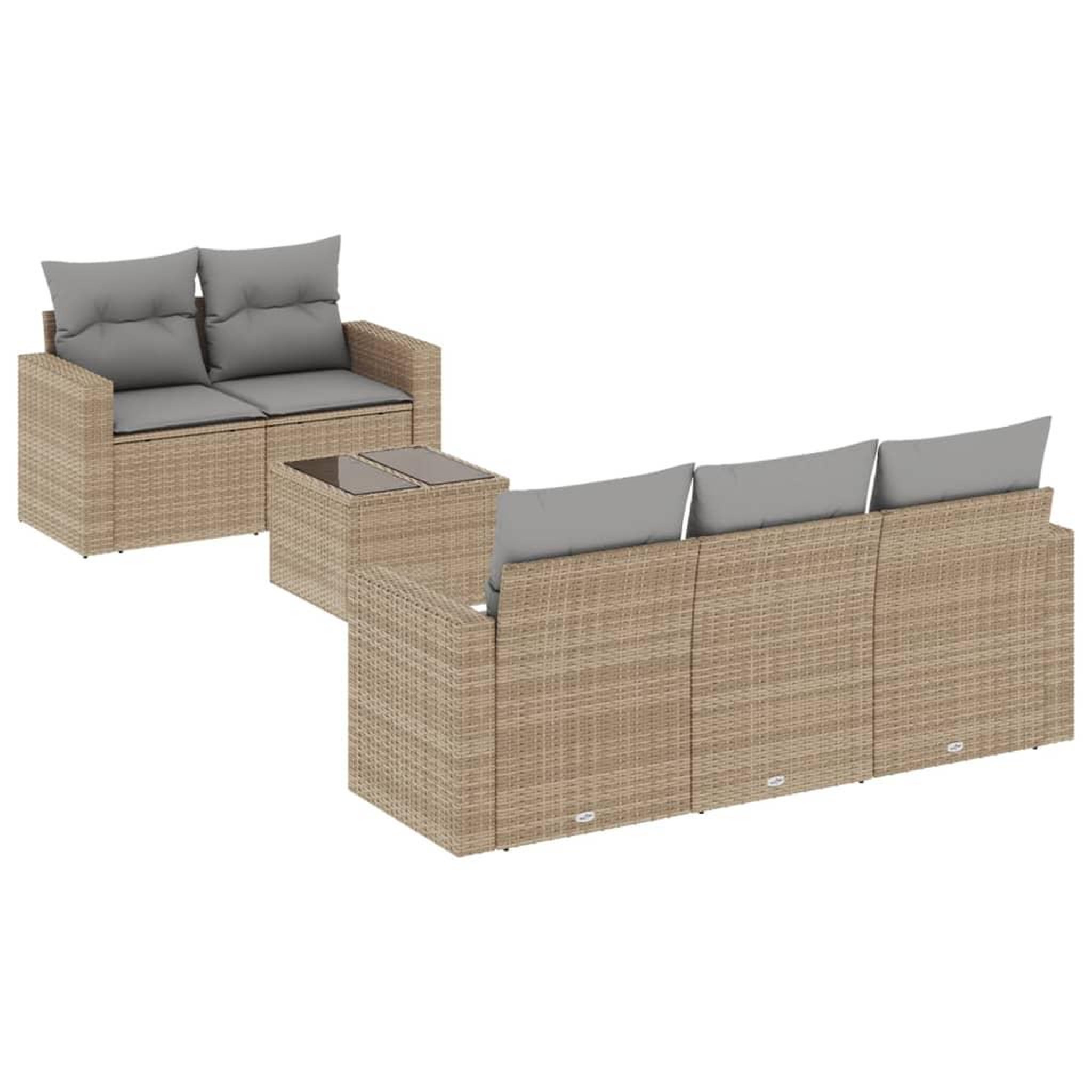 Voir la diapositive 2 : VIDAXL Salon de jardin avec coussins 6 pcs beige resine tressee