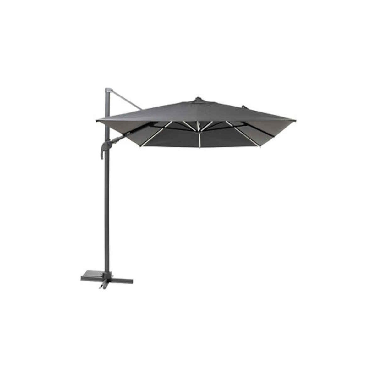 HESPERIDE Parasol déporté rectangulaire Melhia Graphite avec LED - 4 x 3 m - Hespéride