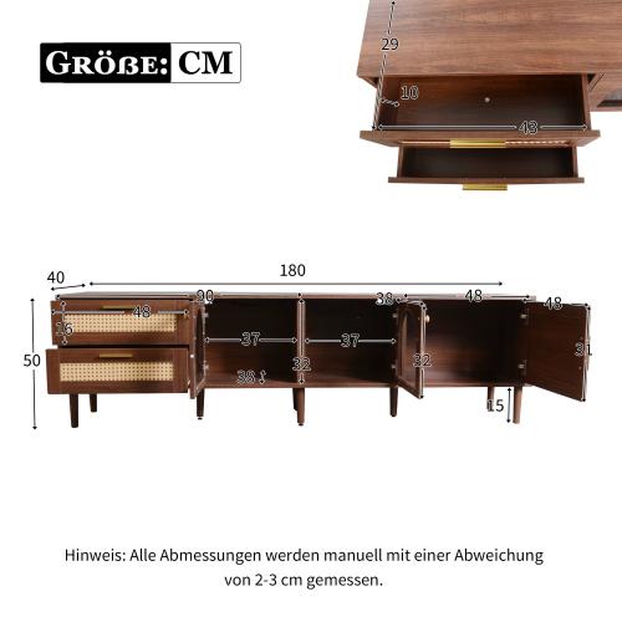 Voir la diapositive 3 : MERAX Meuble tv marron 180 cm led panneau de particules