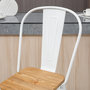 Voir la diapositive 4 : HOMCOM Lot de 4 tabourets de bar industriel avec dossier repose-pied hauteur assise 76 cm acier blanc bois d'orme