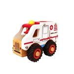 BB&CO Ambulance en bois blanc avec roue en caoutchouc