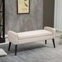 Voir la diapositive 2 : HOMCOM Banquette coffre de rangement 2 en 1 style contemporain pieds effilés bois d'hévéa noir aspect lin beige