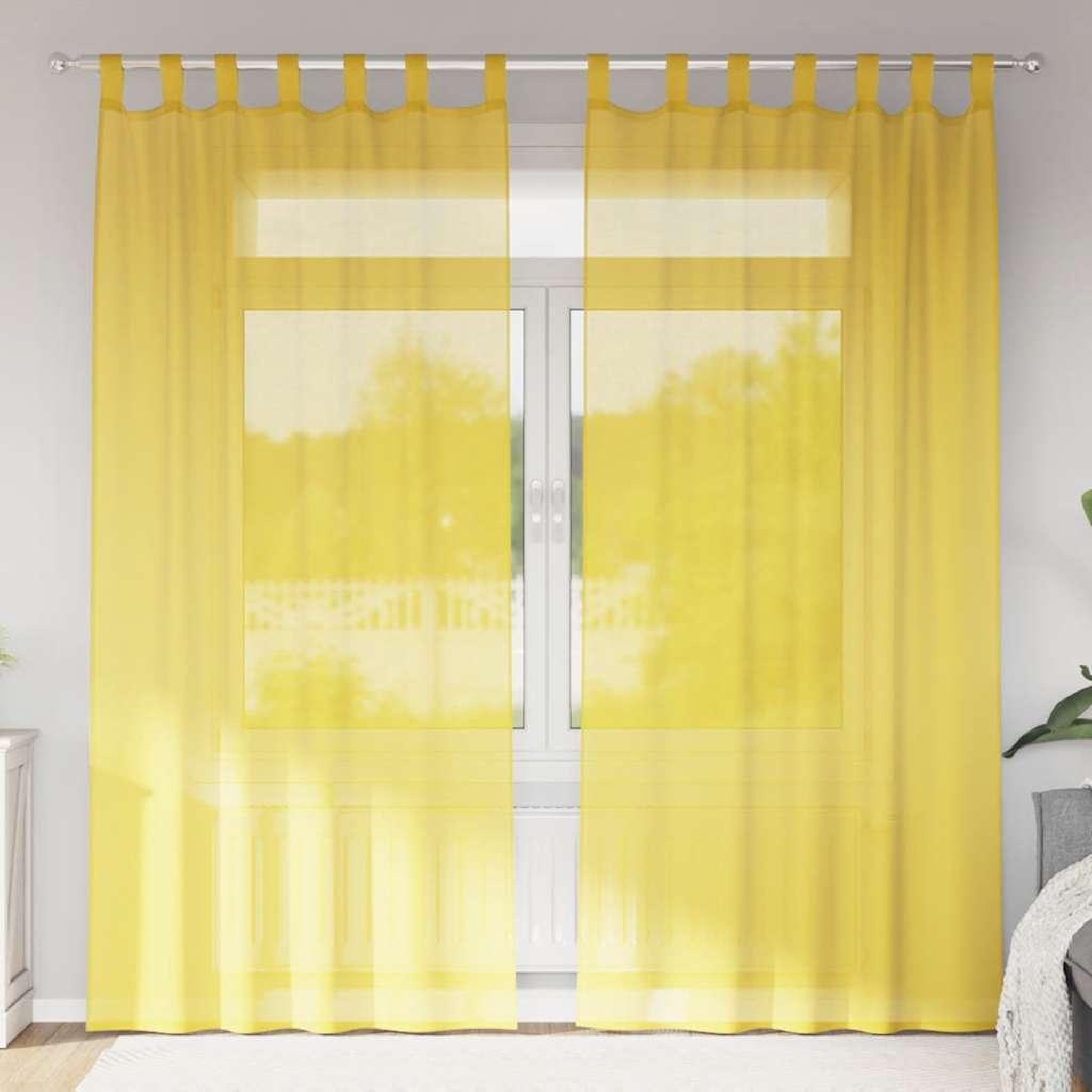 VIDAXL Rideaux en voile avec passe-tringles 2 pcs jaune