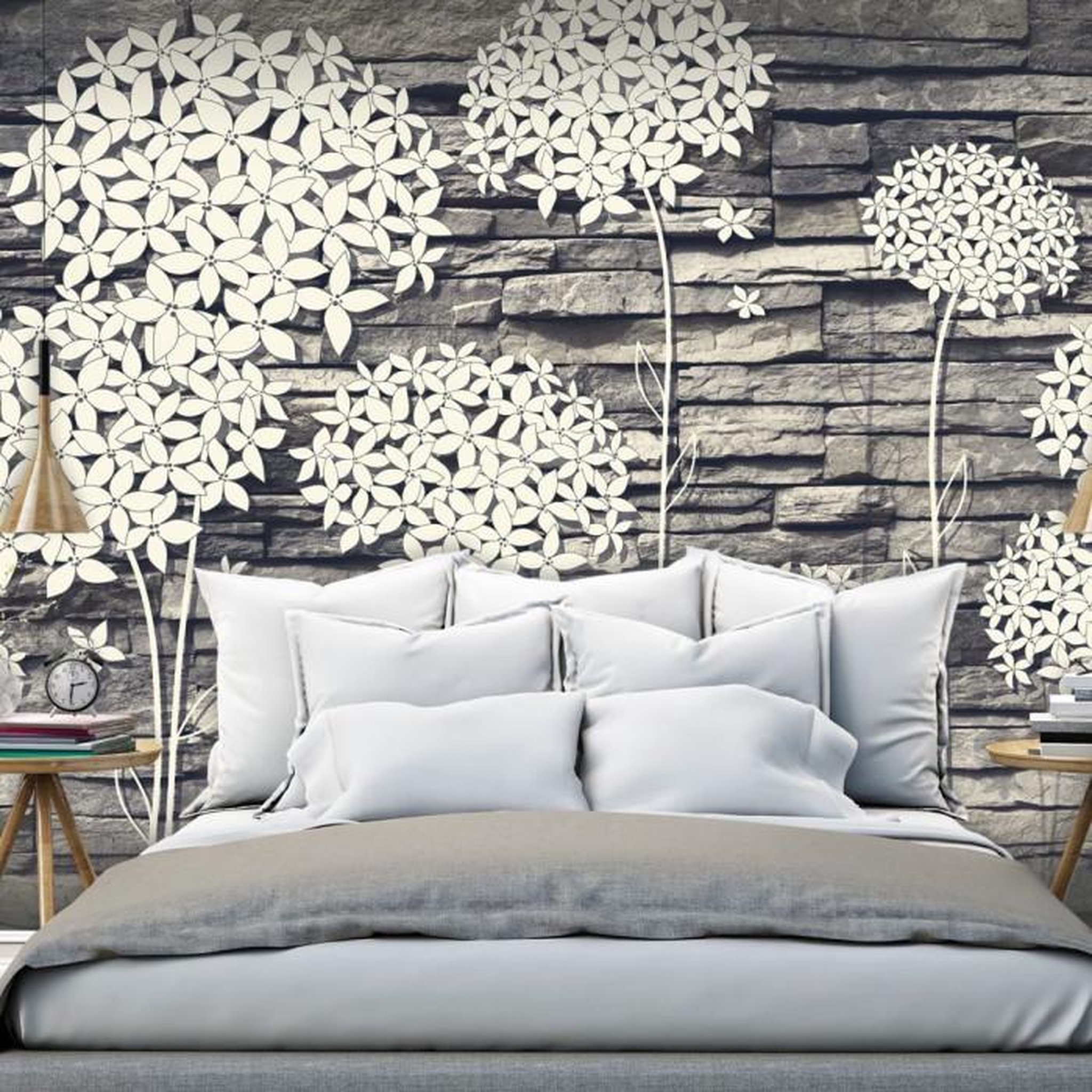 Paris Prix Papier Peint  Stones Flowers. Coloris disponibles : Multicolore