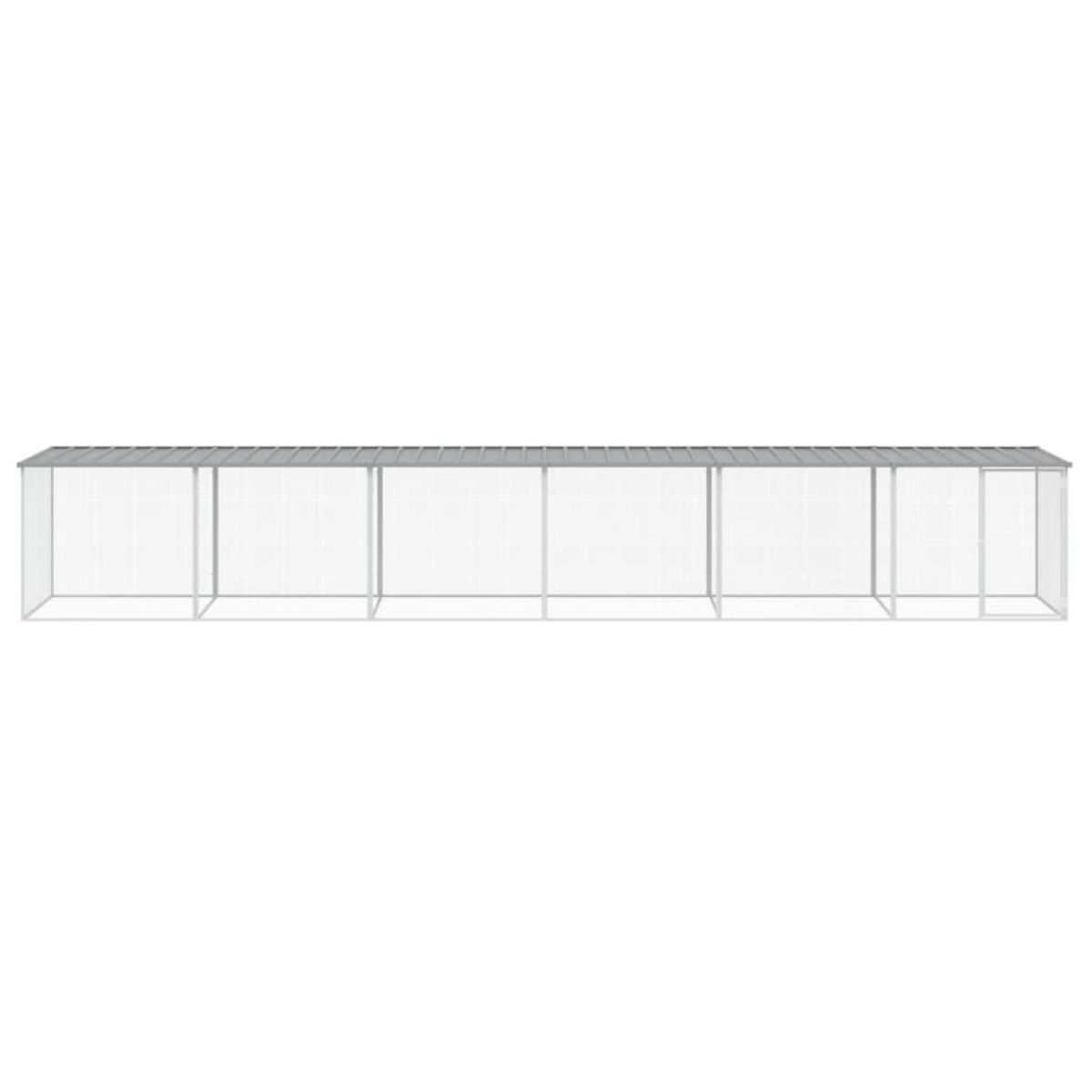 VIDAXL Poulailler avec toit gris clair 603x98x90 cm acier galvanise