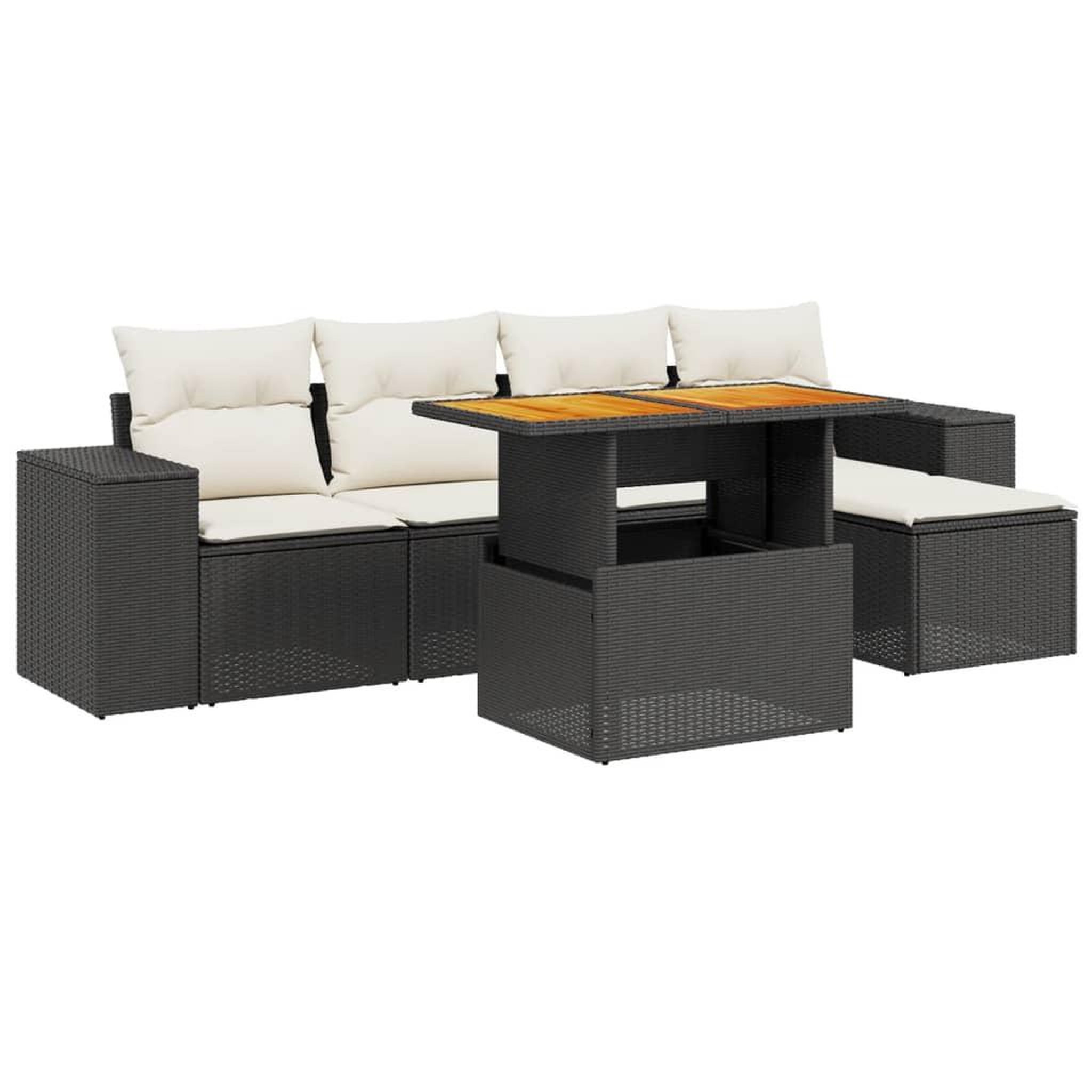 Voir la diapositive 2 : VIDAXL Salon de jardin 6 pcs avec coussins noir resine tressee