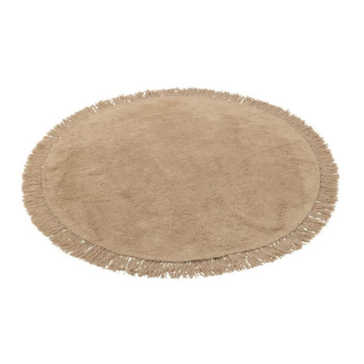 Paris Prix Tapis Rond à Franges  Bohemia  150cm Beige Foncé