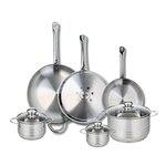 ELO Ensemble de 3 Poêles de cuisson 24, 28 et 32 cm et 3 faitouts 12, 14 et 20 cm Elo Profi Brillant