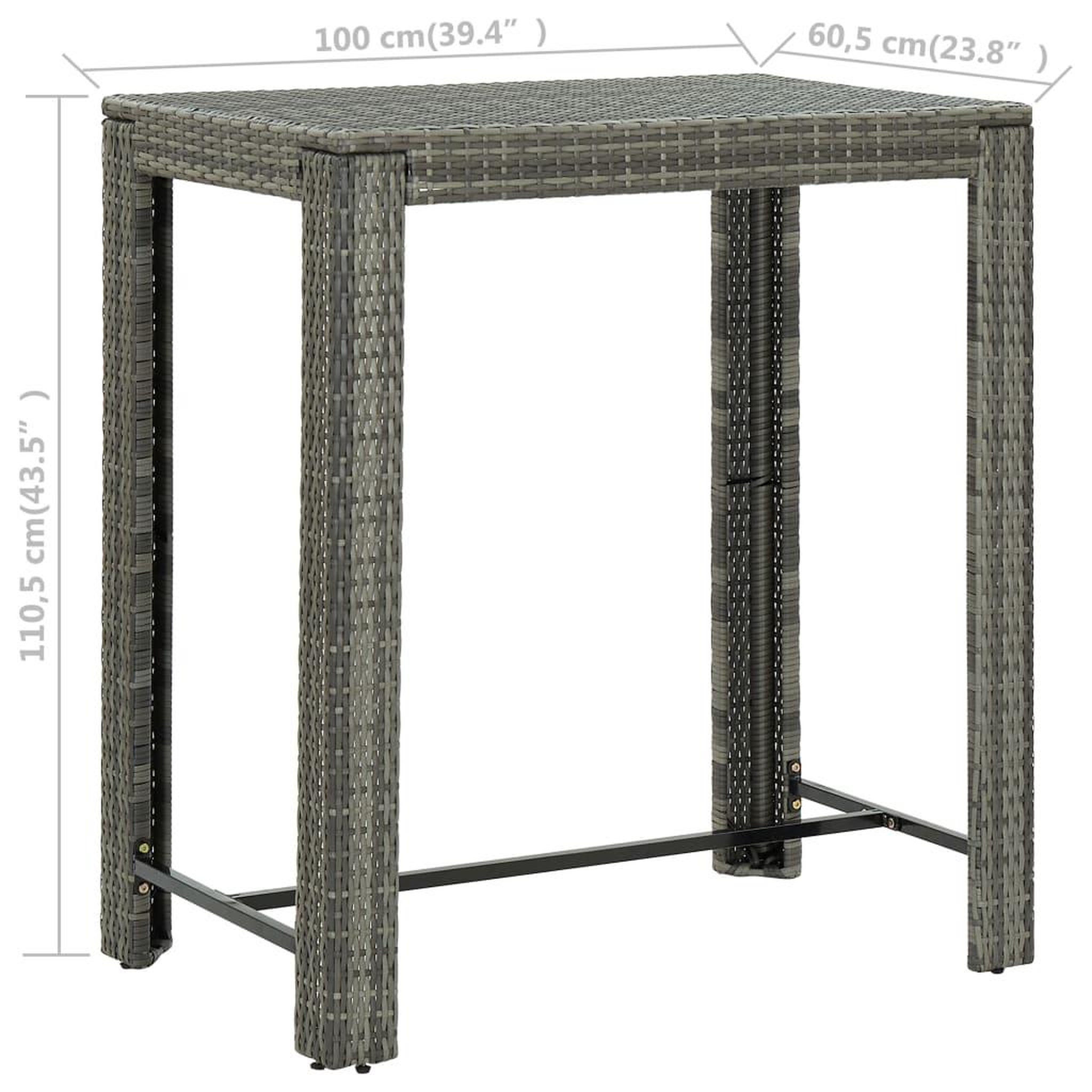 Voir la diapositive 6 : VIDAXL Ensemble de bar de jardin 5 pcs et coussins Resine tressee Gris