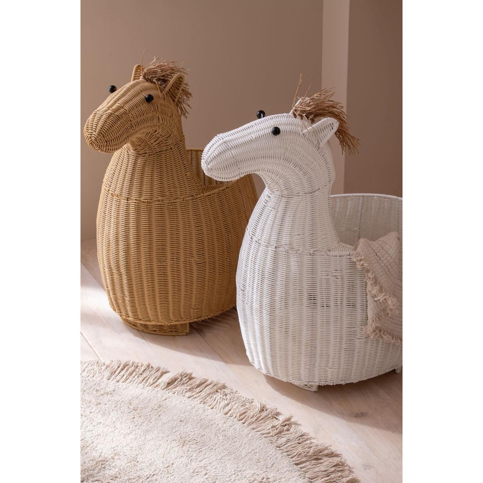 Voir la diapositive 6 : J-LINE Panier de Rangement Enfant  Cheval  79cm Naturel