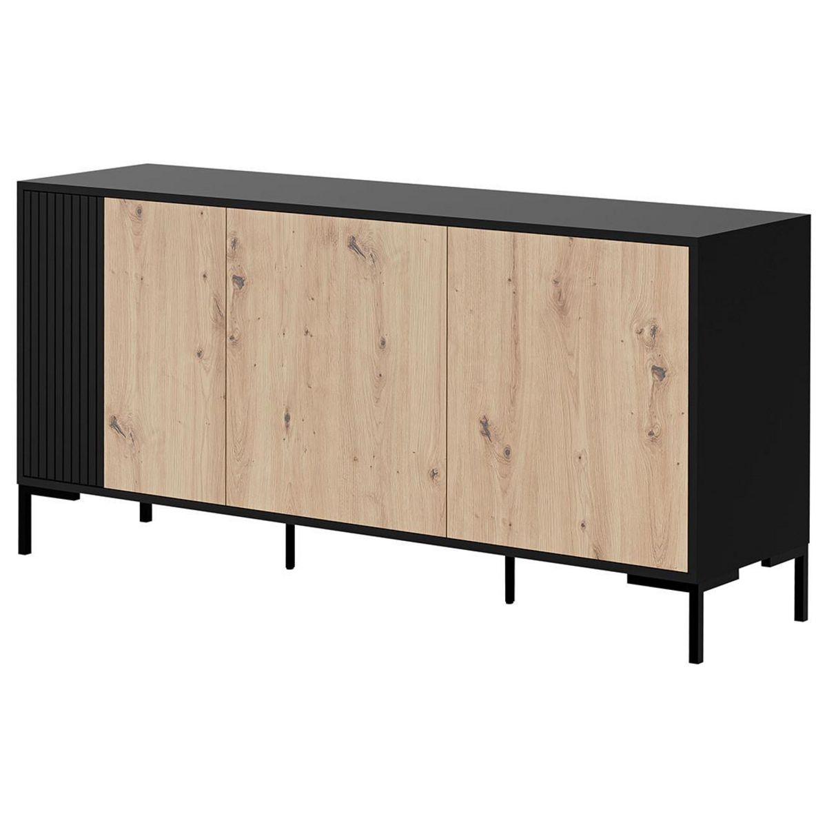BEST MOBILIER Cambridge - buffet bas - effet bois et noir - 150 cm