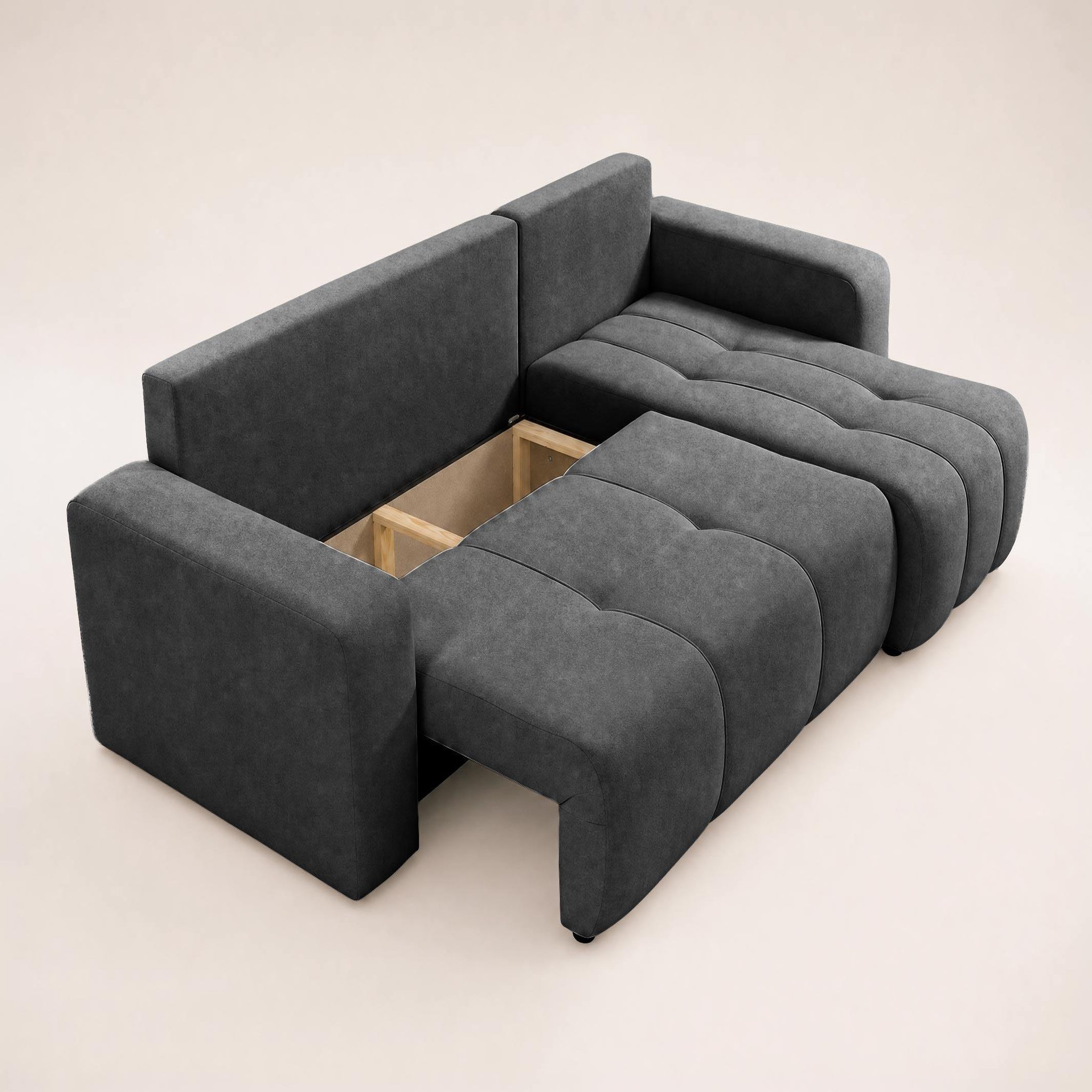 Voir la diapositive 5 : BEST MOBILIER Nicole - canapé d'angle réversible 4 places convertible avec coffre en tissu