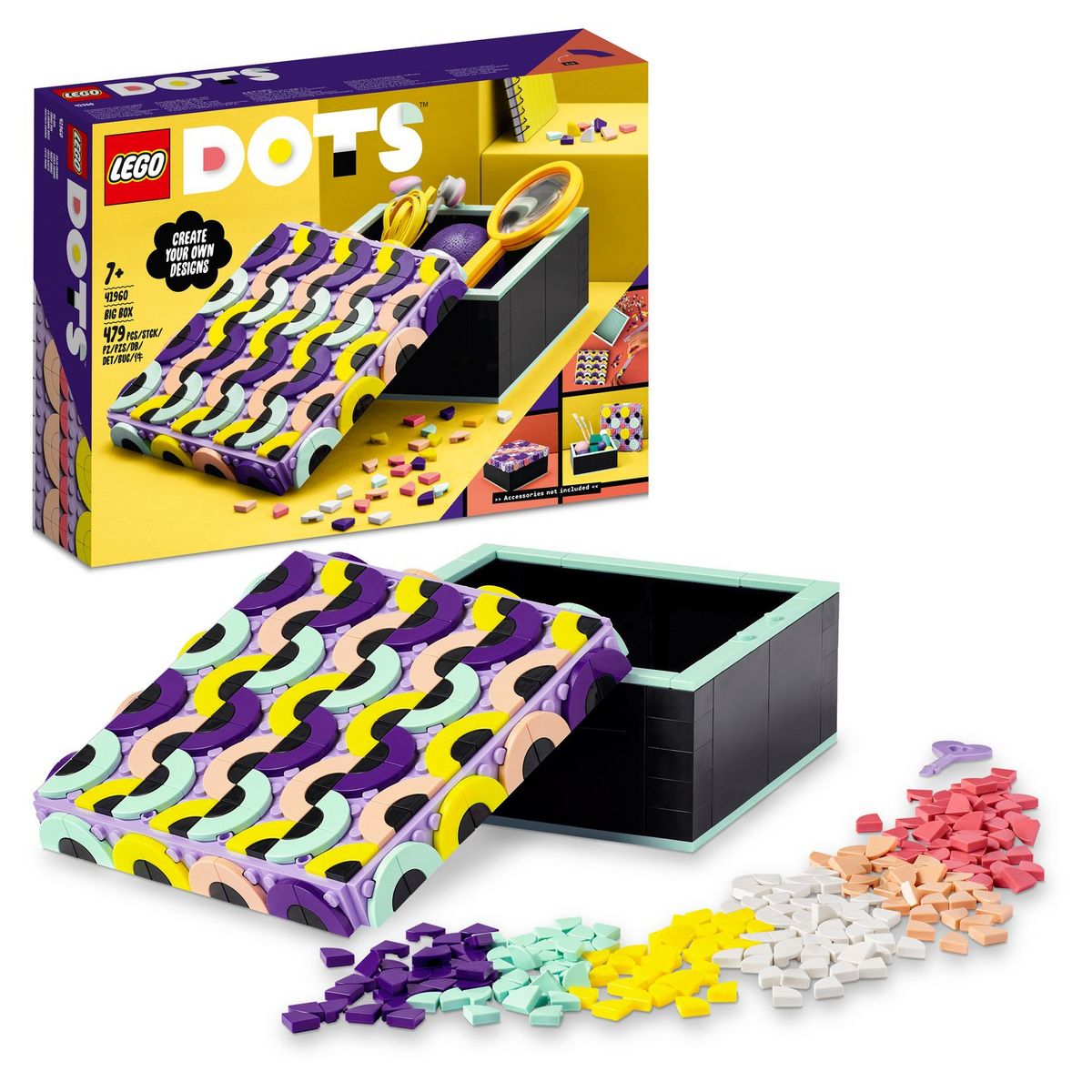 LEGO DOTS 41960 La Grande Boîte, Loisir Créatif de Rangement de Chambre d'Enfants